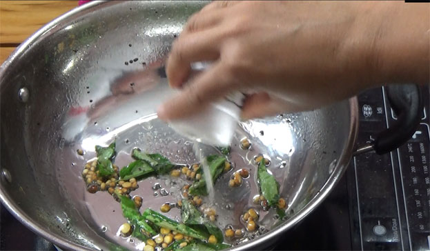 For cabbage poriyal:- Oil, mustard, chana dal, urad dal, asafoetida, curry leaves