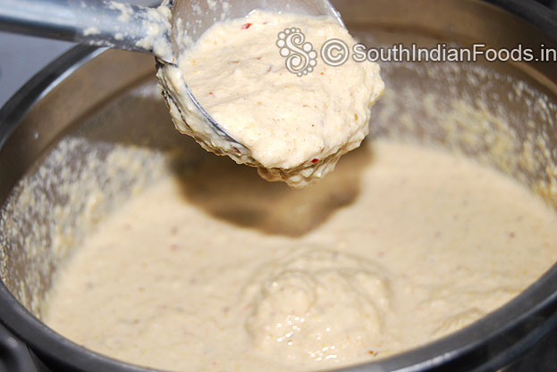 Add water & salt mix well & make perfect consistency batter. Now batter is ready