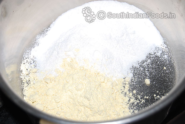 In a bowl add rice flour, foxtail millet flour