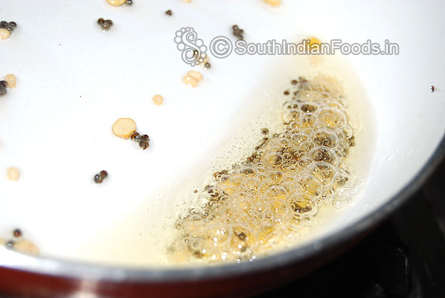 heat oil in a pan add mustard seeds, chana dal & urad dal fry till light brown