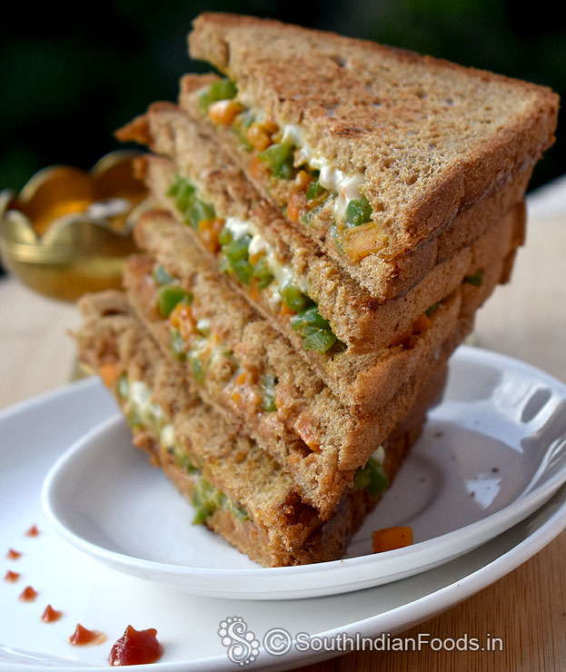 Sandwich with brown bread, cheese and mayonnaise