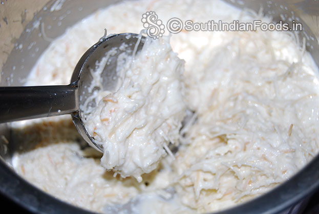 In a bowl add semiya, rava, curd, salt & water mix well & make batter, cover it, leave it for 2 hours