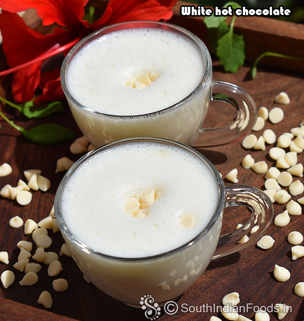 Frothy white hot chocolate