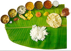 South Indian Meals on the Banana leaf