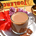 Chocolate tea with cocoa powder