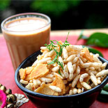 Instant puffed rice papad chaat