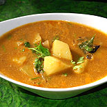 Potato kurma for idli, dosa, rice & chapati