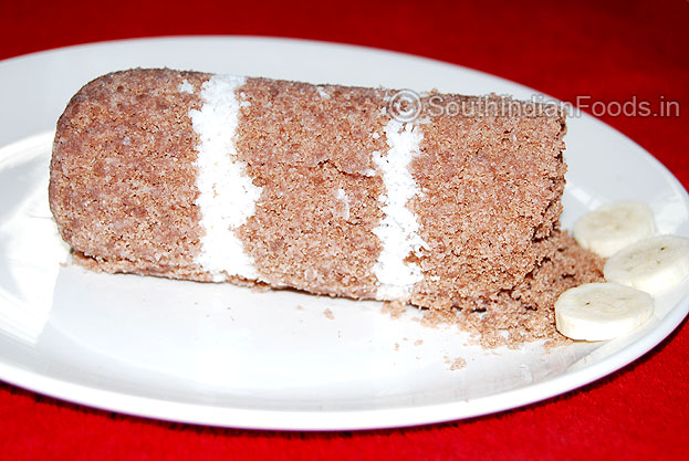 Three layered red rice puttu
