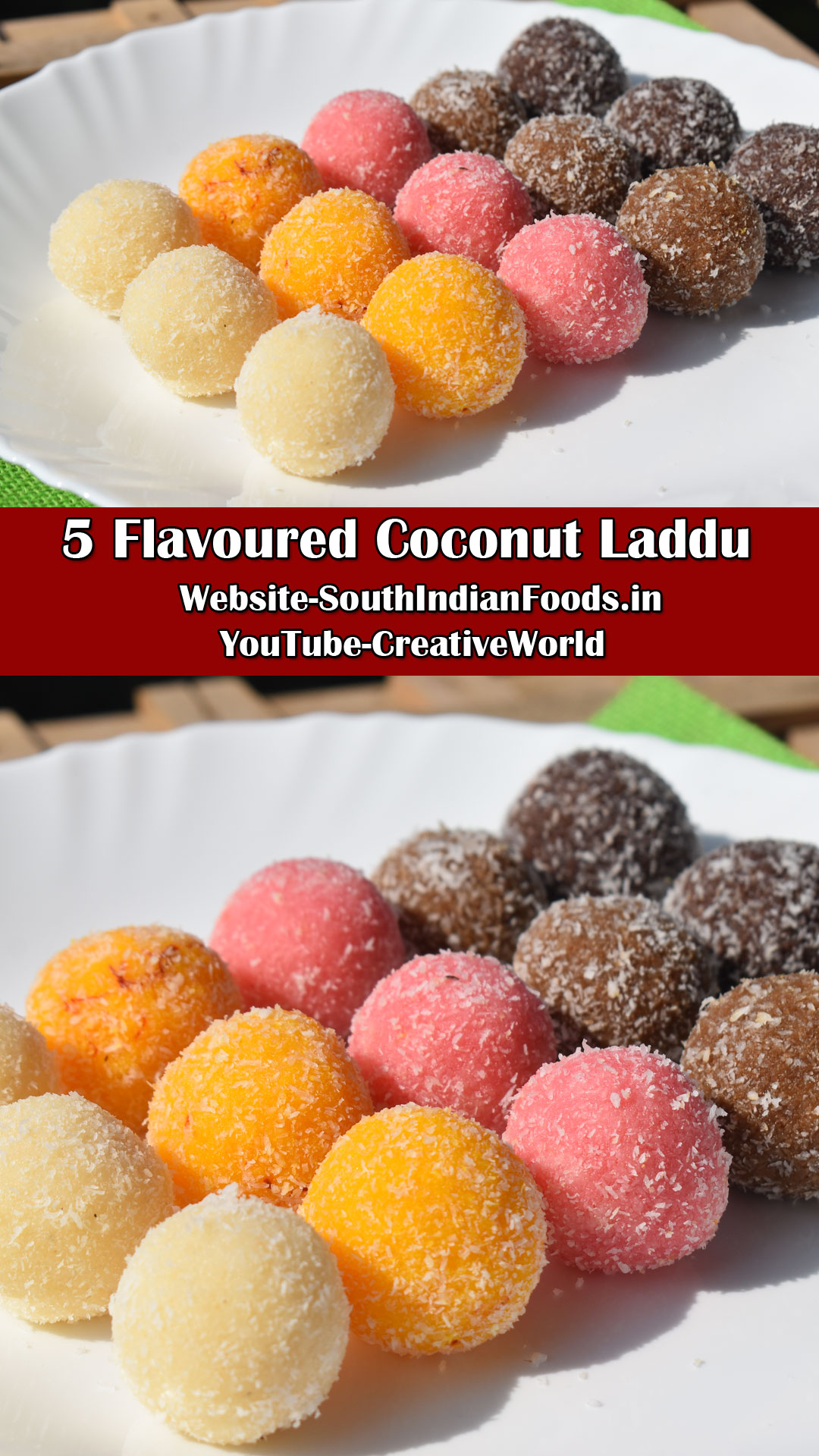 5 Flavored coconut ladoo