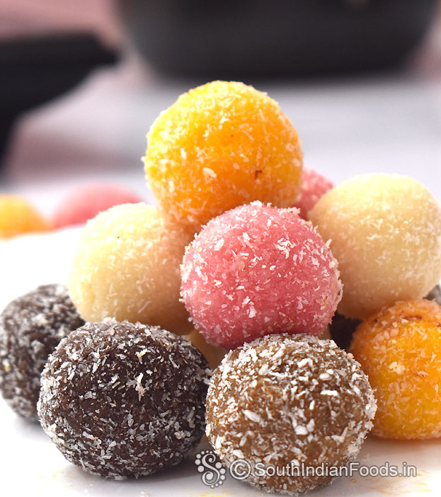 5 Flavored coconut ladoo