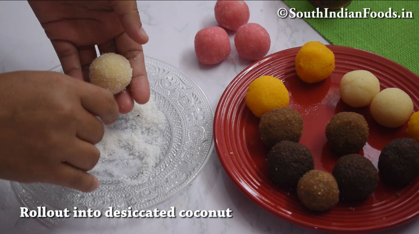 5 Flavored coconut ladoo