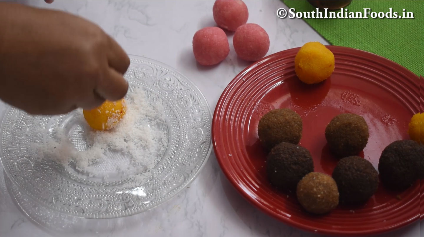 5 Flavored coconut ladoo