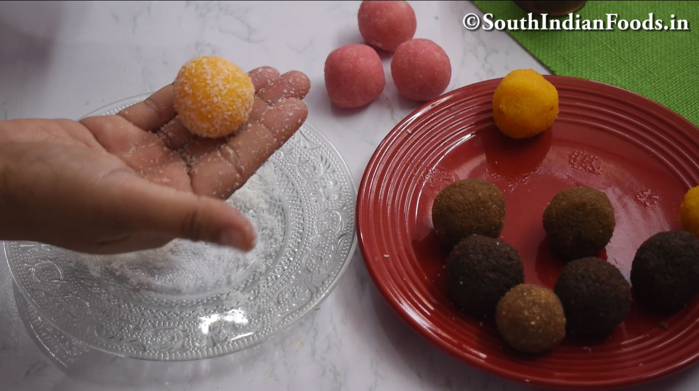 5 Flavored coconut ladoo