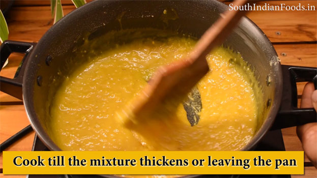 Heat ghee in a pan add gram flour saute till you get nice aroma