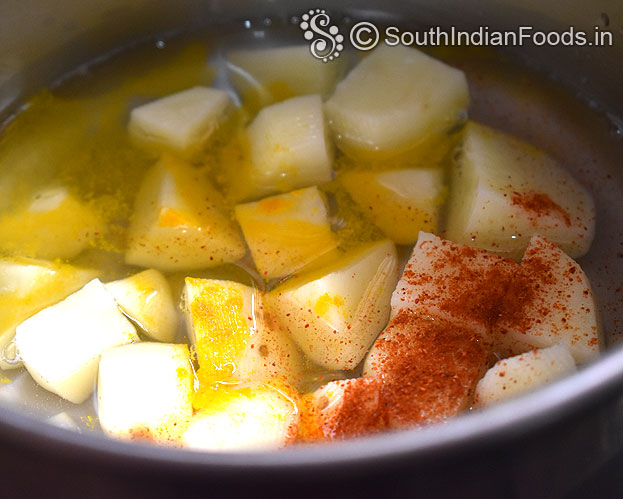 Add turmeric , red chilli powder
