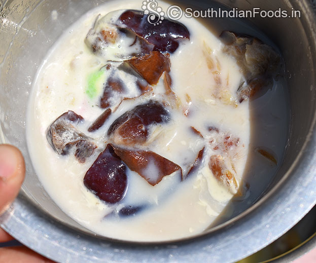Add soaked dates & milk