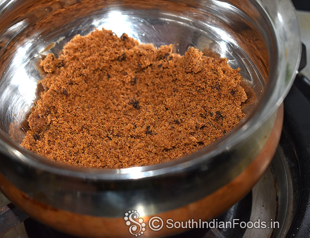 Heat pan add jaggery powder