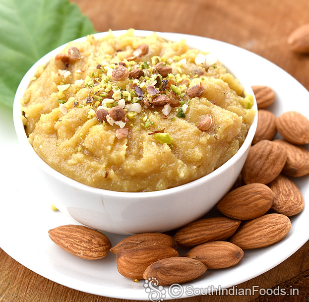 almond jaggery halwa