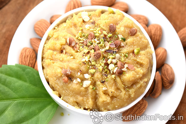 Less ghee almond halwa