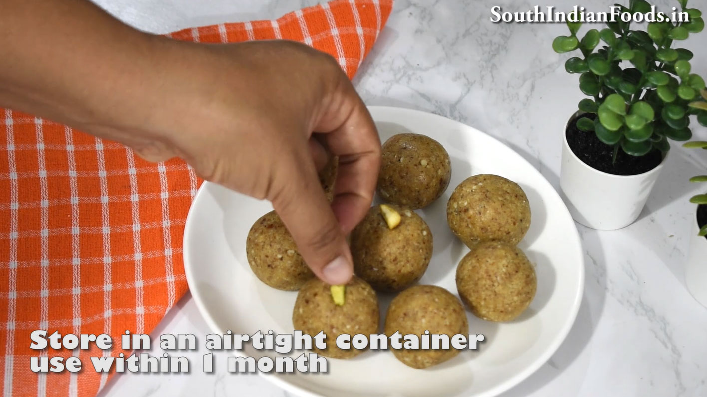 badam jaggery ladoo recipe step 17