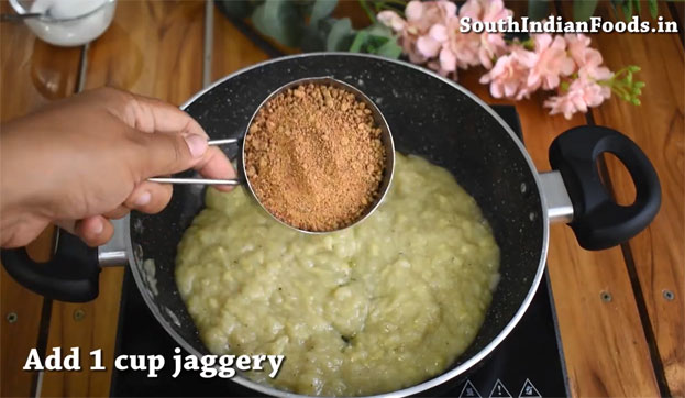 Banana corn flour halwa recipe step 8