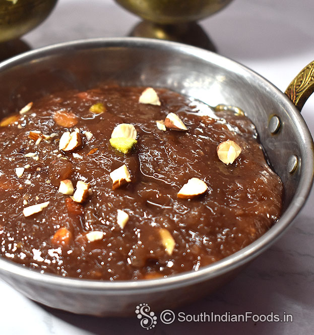 Glossy banana gud halwa