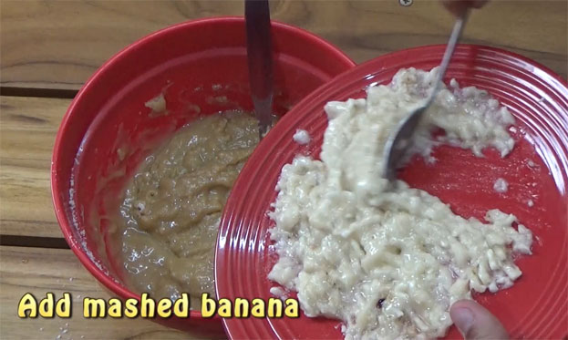 Add mashed banana
