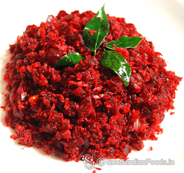 Beetroot stir-fry, beetroot thoran, beetroot palya