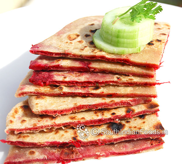 Beetroot potato masala paratha