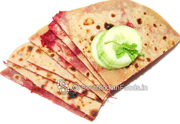 Beetroot potato stuffed indian flatbread