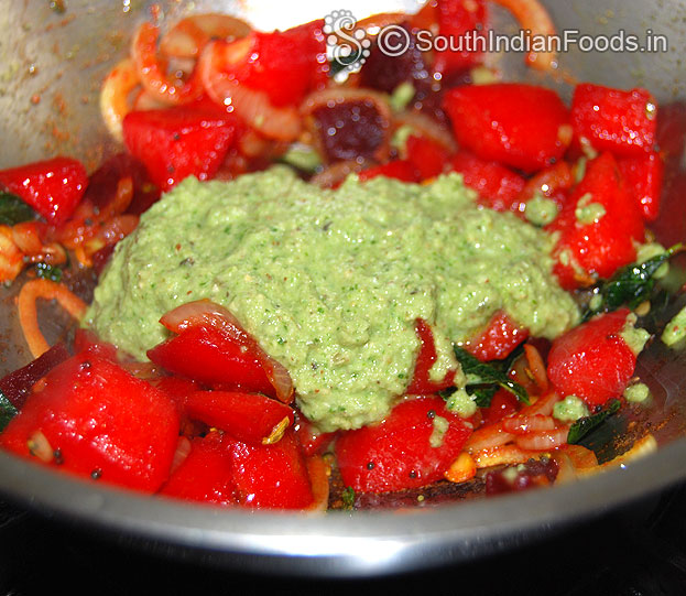 Add boiled vegetables & ground paste