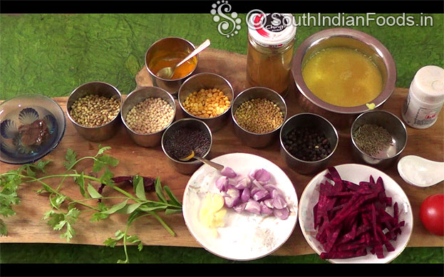Beetroot sambar ingrdients