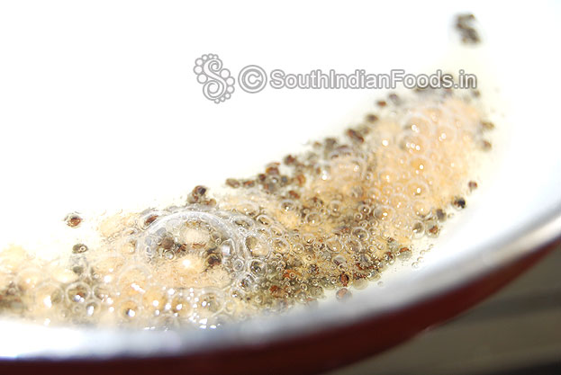 Heat coconut oil, fry mustard seeds, urad dal till light brown