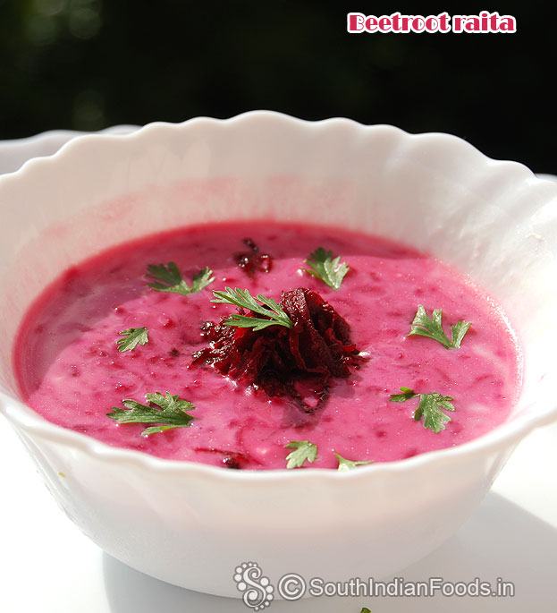 Beetroot yogurt raita