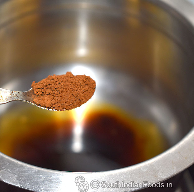 Heat 1/4 cup water, sugar, instant coffee powder mix well