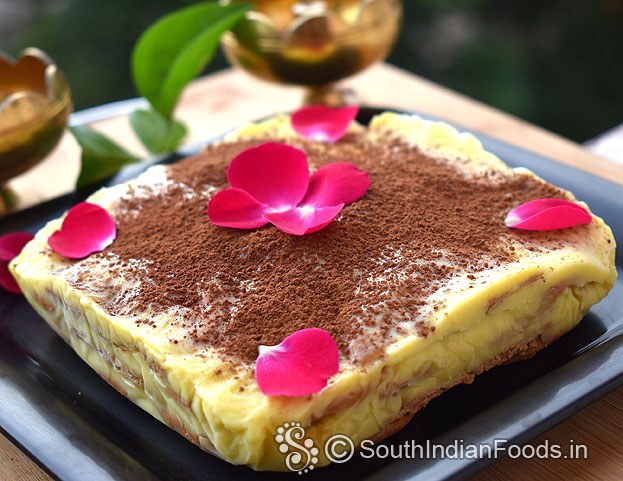 Delicious no bake custard biscuit cake ready