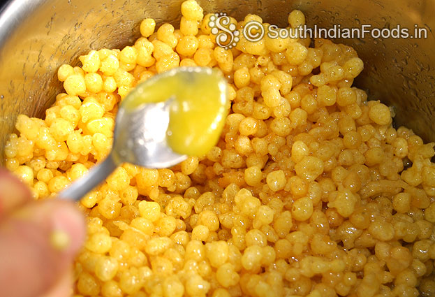 Add ghee for shiny texture of laddoo