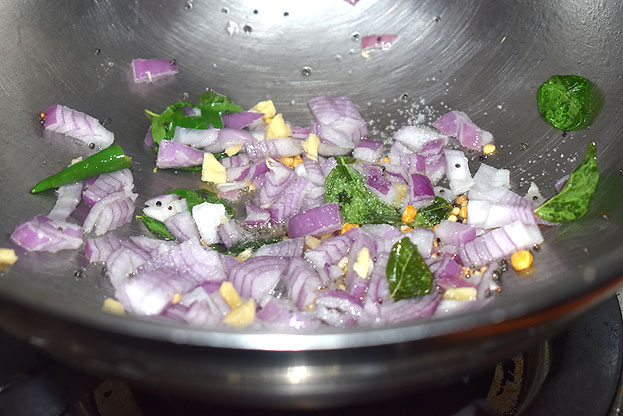 Add onion, ginger & green chilli