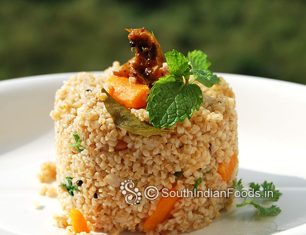 Borken wheat upma samba godhuma rava upma is ready