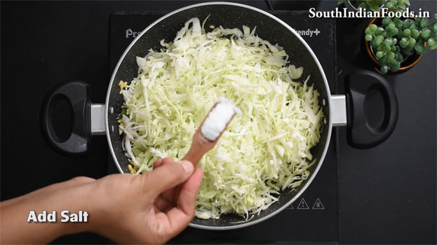 Cabbage moong dal poriyal step 14