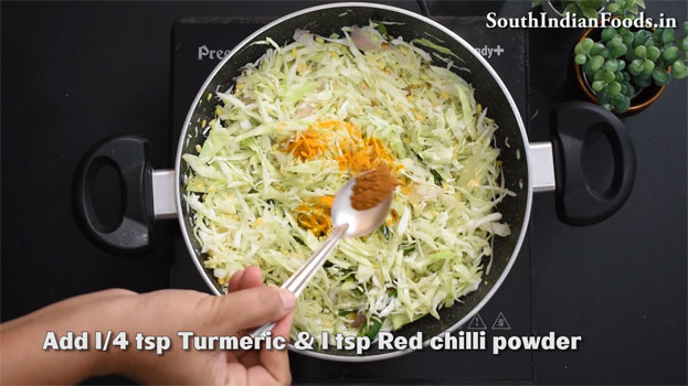 Cabbage moong dal poriyal step 15