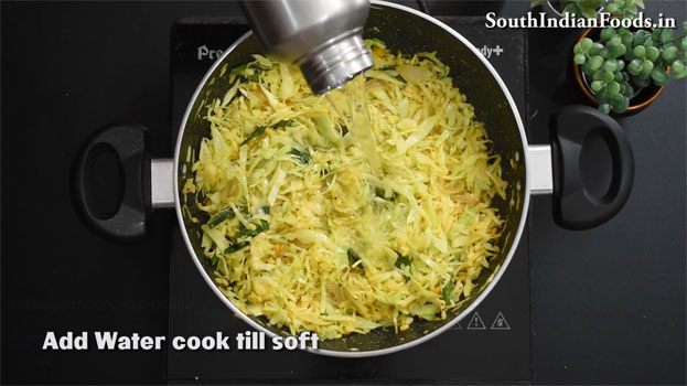 Cabbage moong dal poriyal step 16