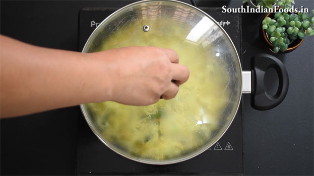 Cabbage moong dal poriyal step 17