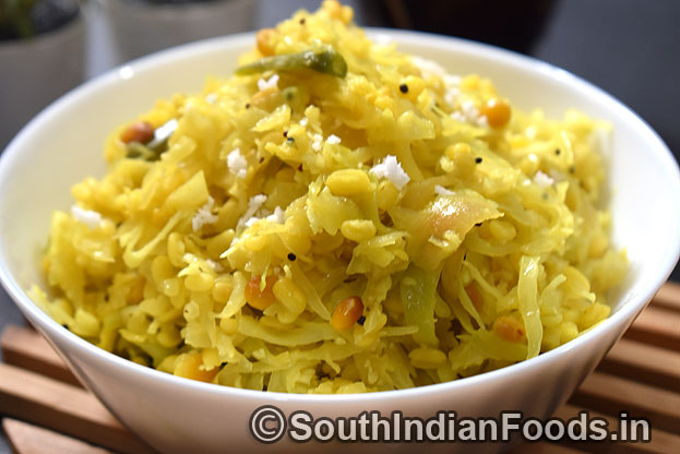 Cabbage moong dal poriyal step 1