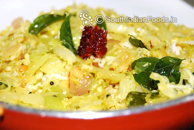 Now cabbage thoran is ready, cut off heat