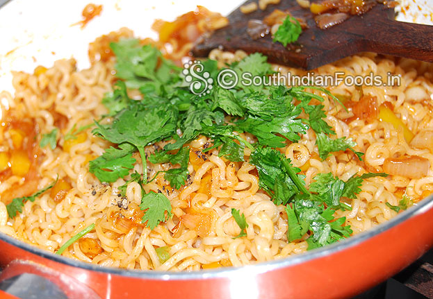 Add coriander leaves then cut off heat