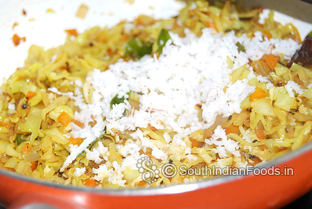 Finally add grated coconut mix well cut off heat
