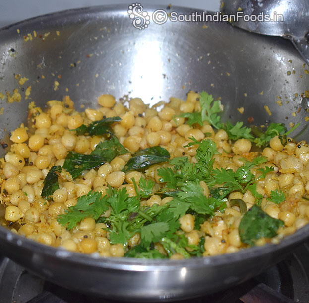 Add coriander leaves, cut off heat