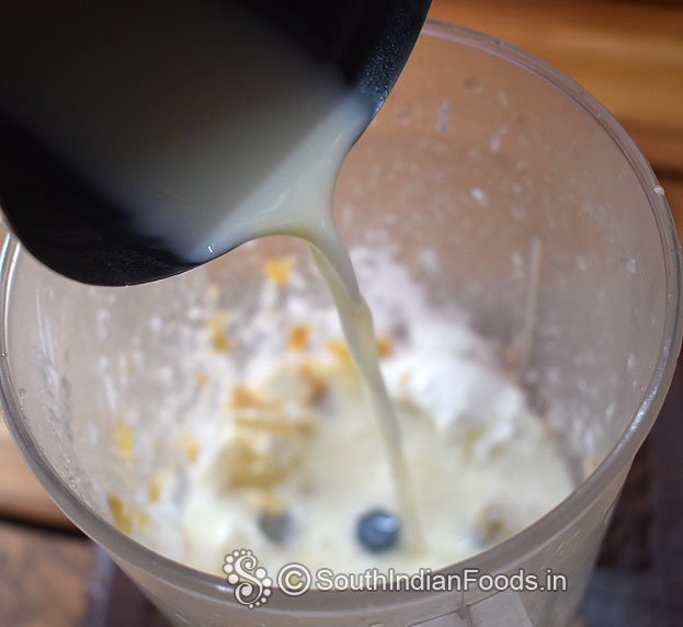 Add cold milk, blend till frothy
