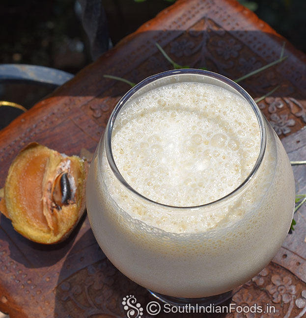 Frothy milkshake smoothie with sapodilla & ice cream